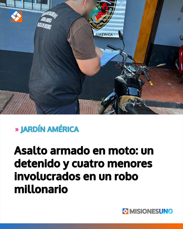 Asalto armado en moto: un detenido y cuatro menores involucrados en un robo millonario