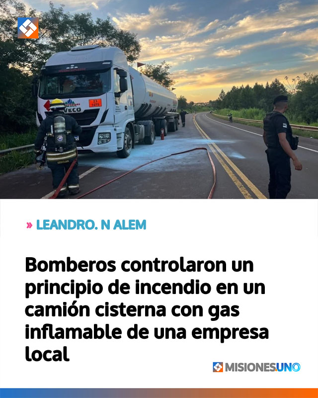 Bomberos controlaron un principio de incendio en un camión cisterna con gas inflamable de una empresa local