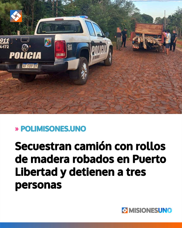 Secuestran camión con rollos de madera robados en Puerto Libertad y detienen a tres personas