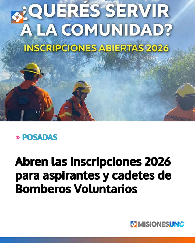 Abren las inscripciones 2026 para aspirantes y cadetes de Bomberos Voluntarios