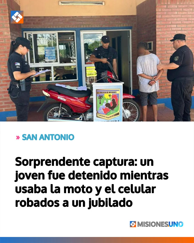 Sorprendente captura: un joven fue detenido mientras usaba la moto y el celular robados a un jubilado