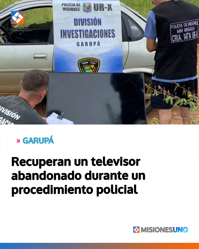 Recuperan un televisor abandonado durante un procedimiento policial