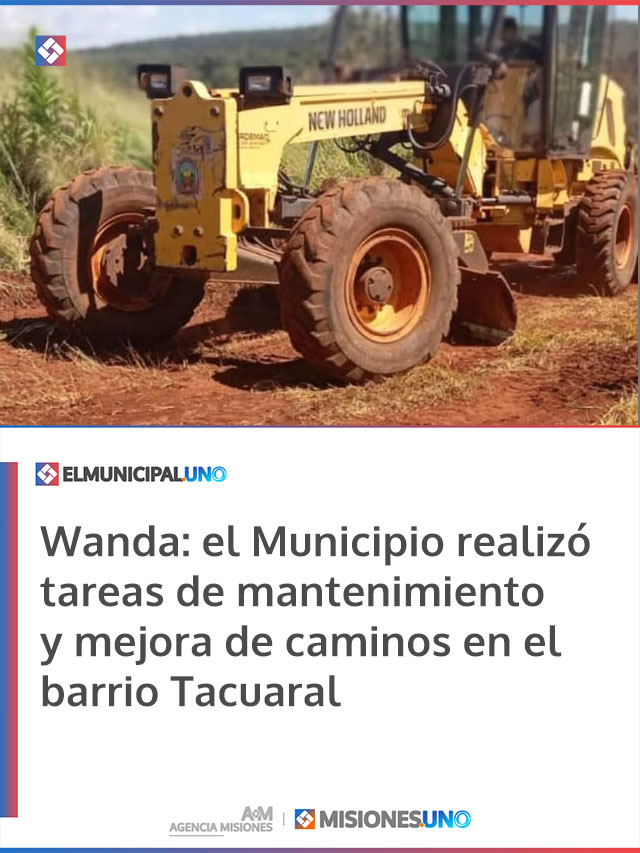 Wanda: el Municipio realizó tareas de mantenimiento y mejora de caminos en el barrio Tacuaral