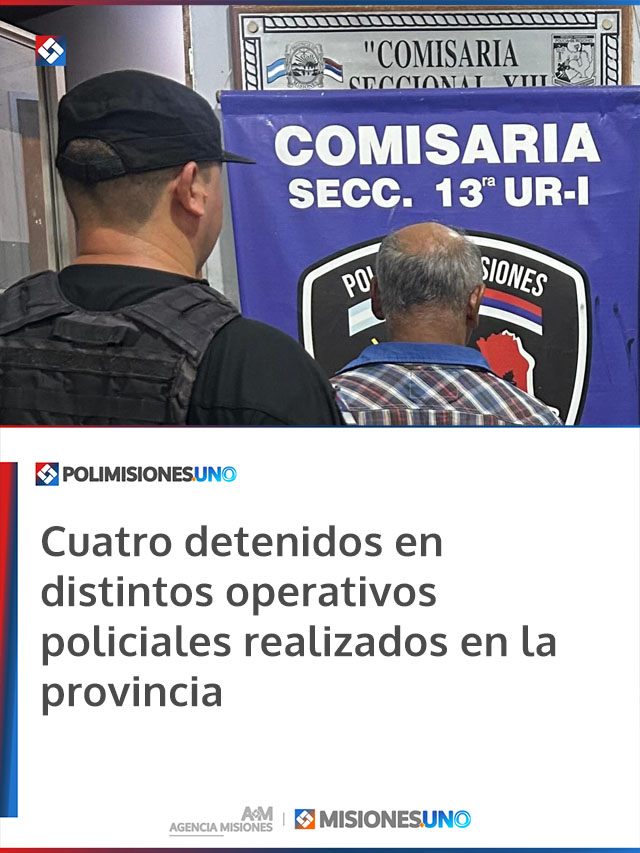 Cuatro detenidos en distintos operativos policiales realizados en la provincia